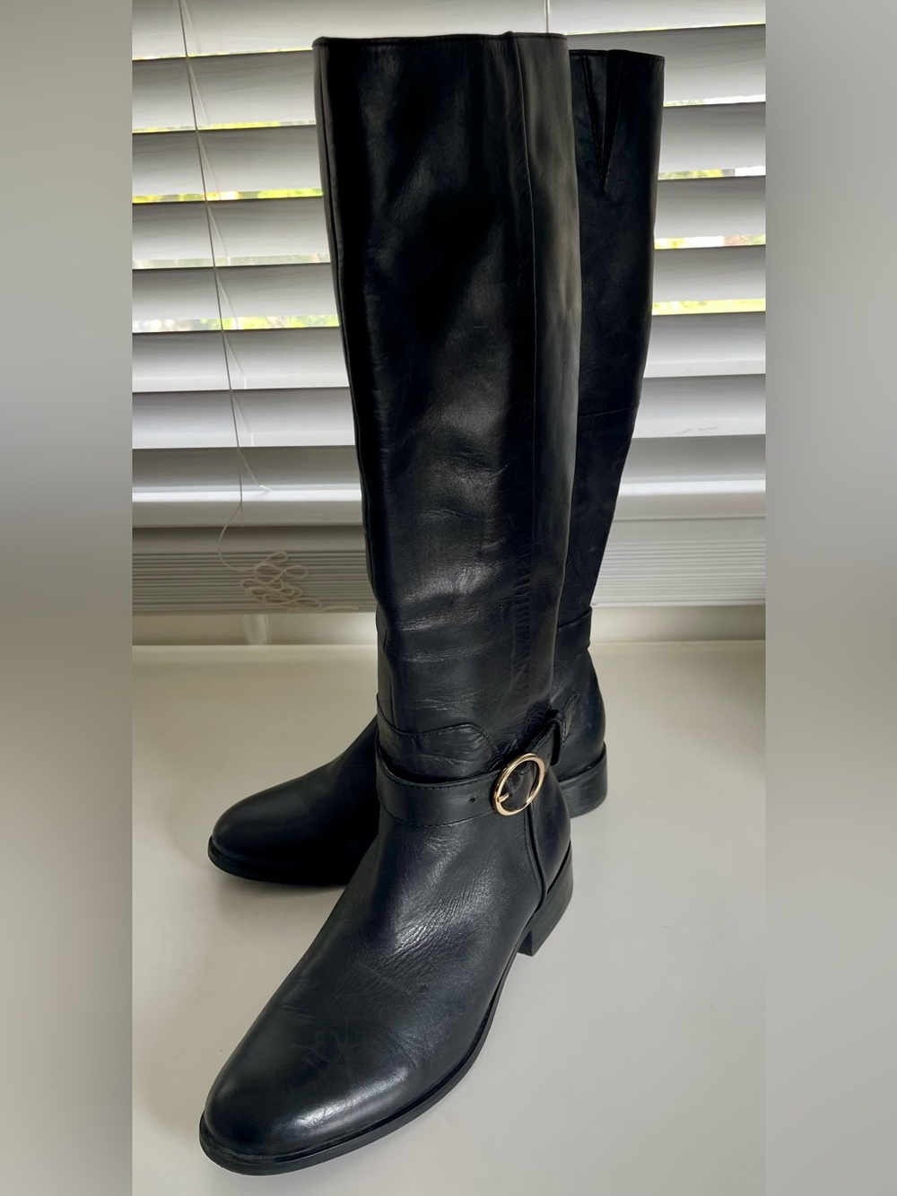 ALDO Equestrian Style Black Leather Knee-High Riding Boots Size 8.5